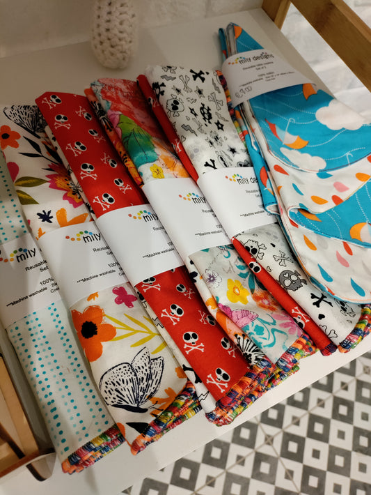 Reusable Napkins - lucky dip set of two complimentary fabrics