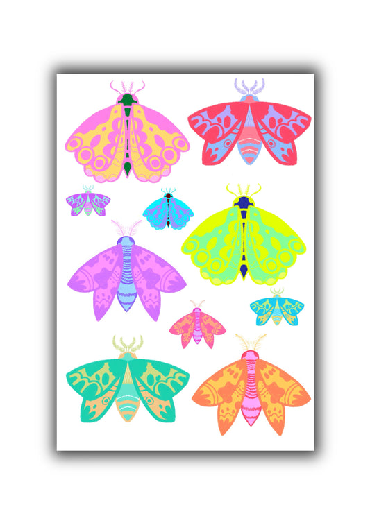 Rainbow Moths Art Print