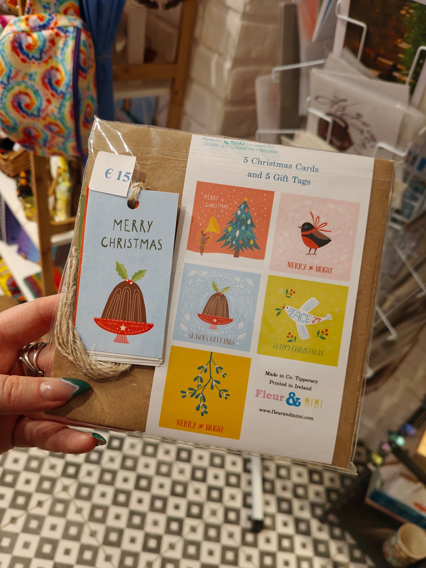 Christmas card pack x5 cards x5 tags