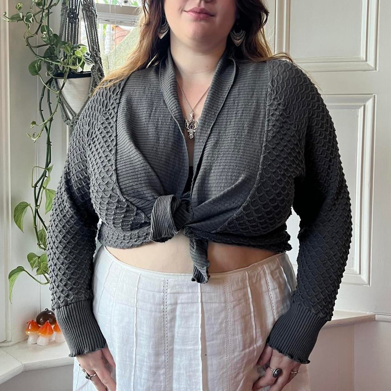 Vintage Grey Crochet style cardigan