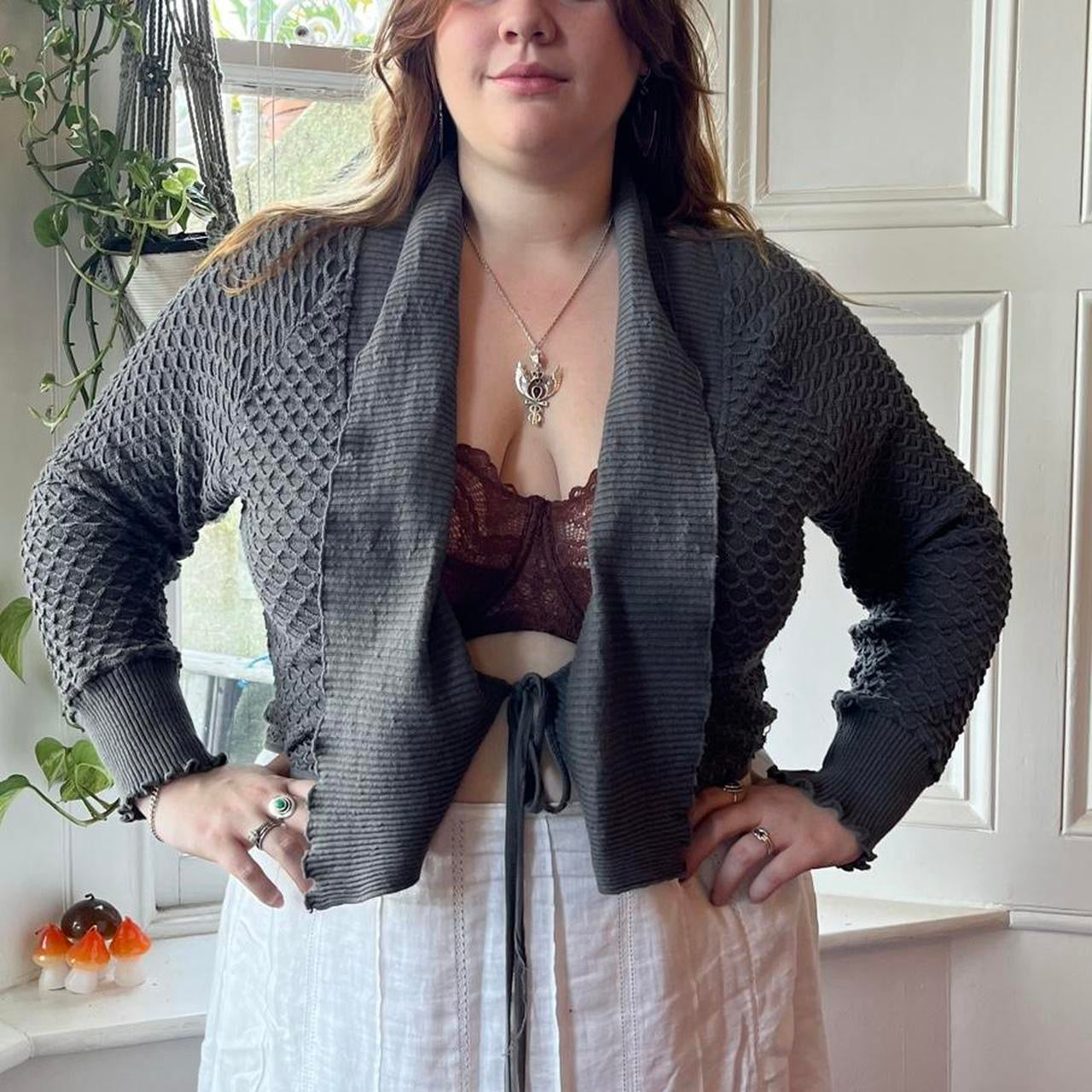 Vintage Grey Crochet style cardigan