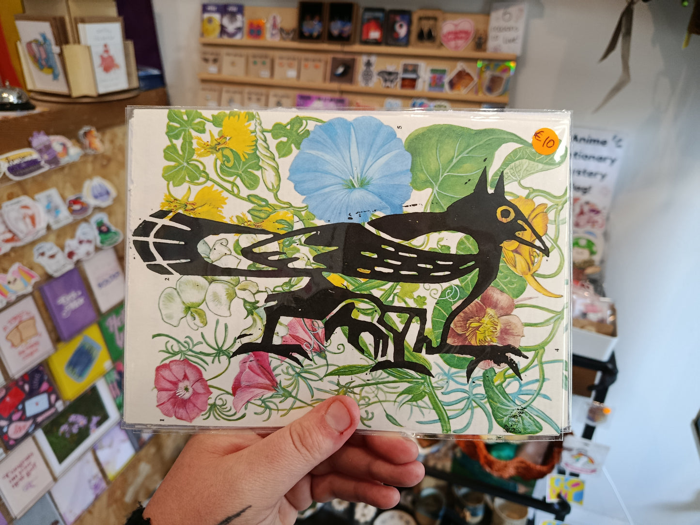 Tatzelwurk Magpie Linos on Botanical backgrounds
