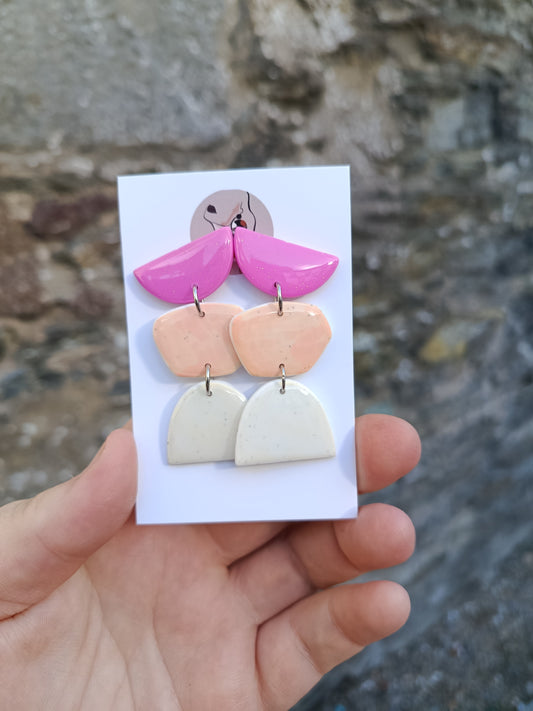 Pink/Peach and Cream Statement Earrings