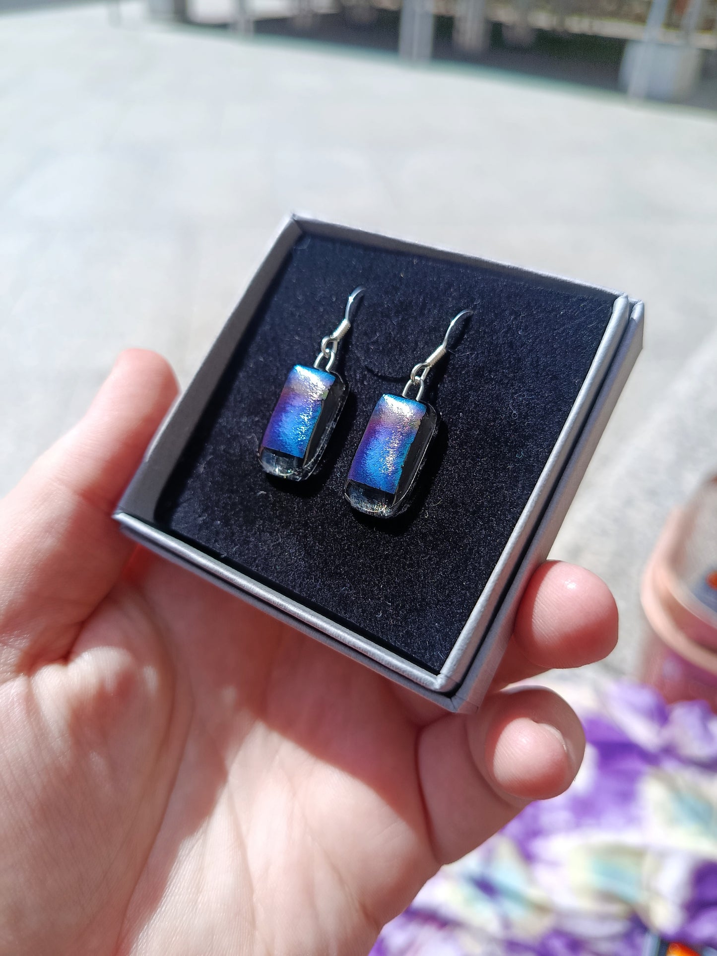 Dichroic Glass Earrings with sterling silver earrings hooks