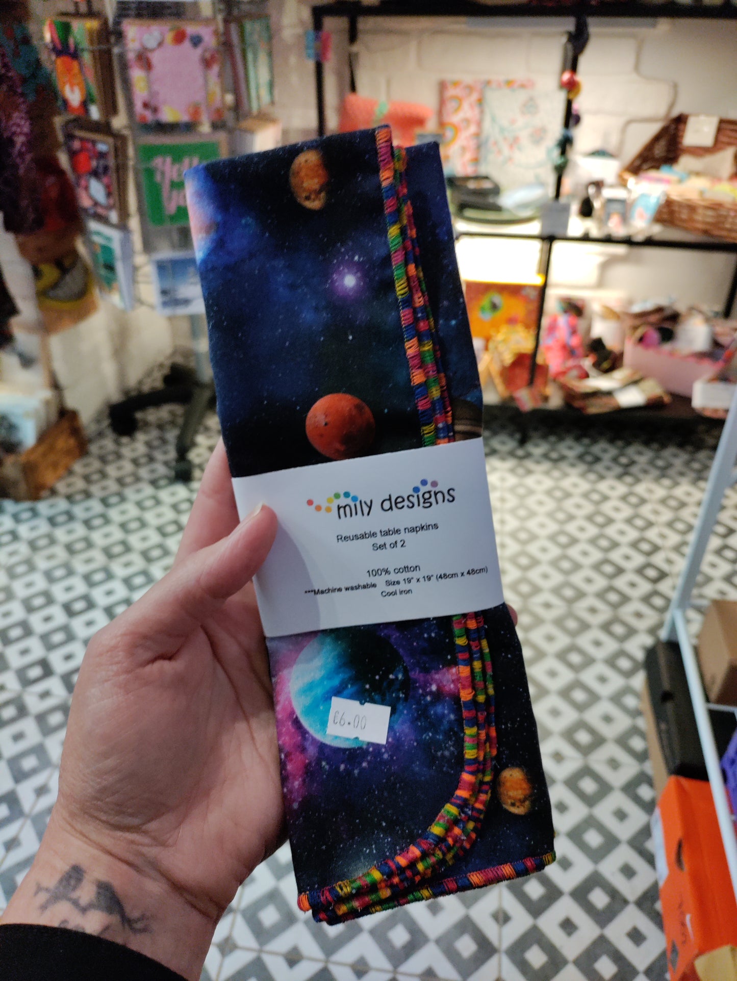 Reusable Napkins - set of two complimentary fabrics