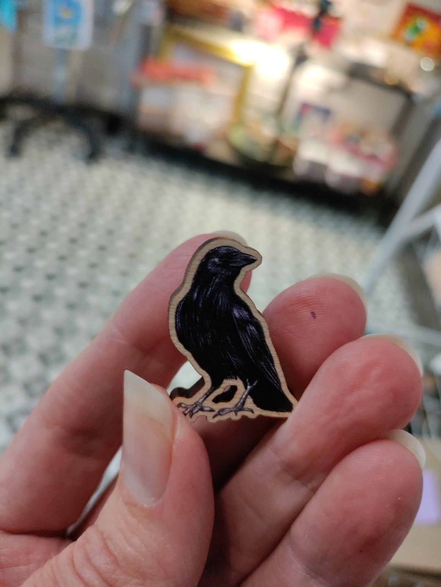 Wooden fantaisie made badge