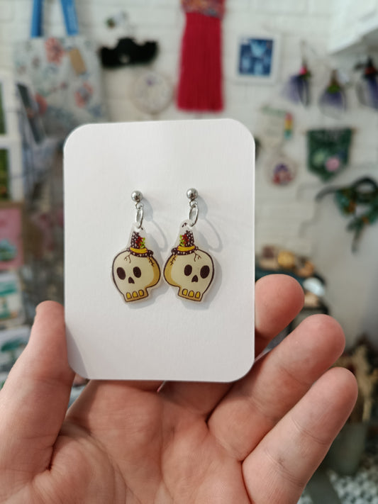 Skull with Witch hat earrings