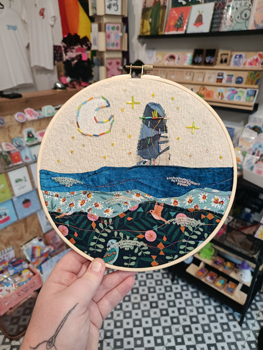 All the Stars in the Sky Original machine and hand embroidered piece