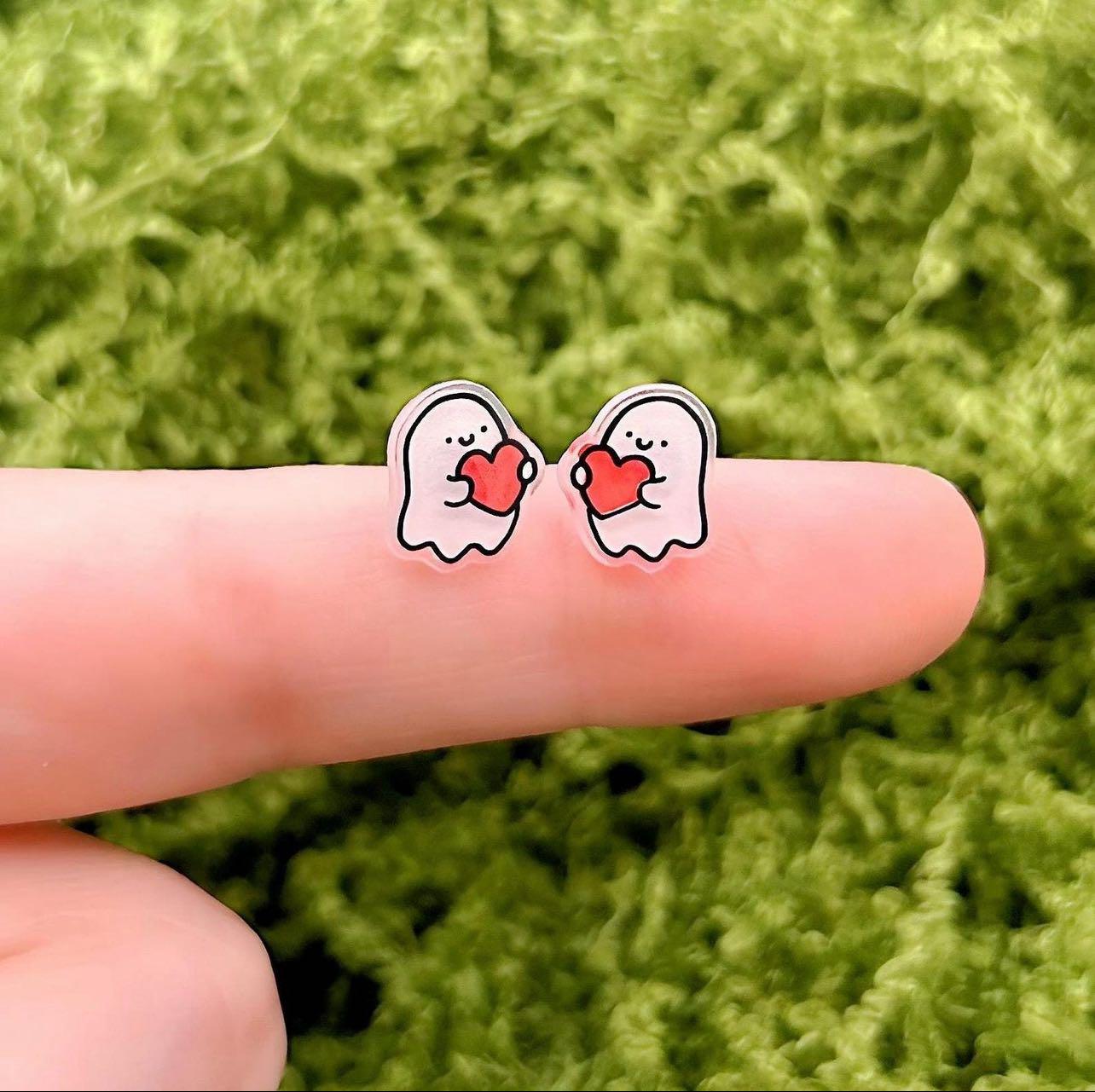 Cobalt and Faun Ghost Studs