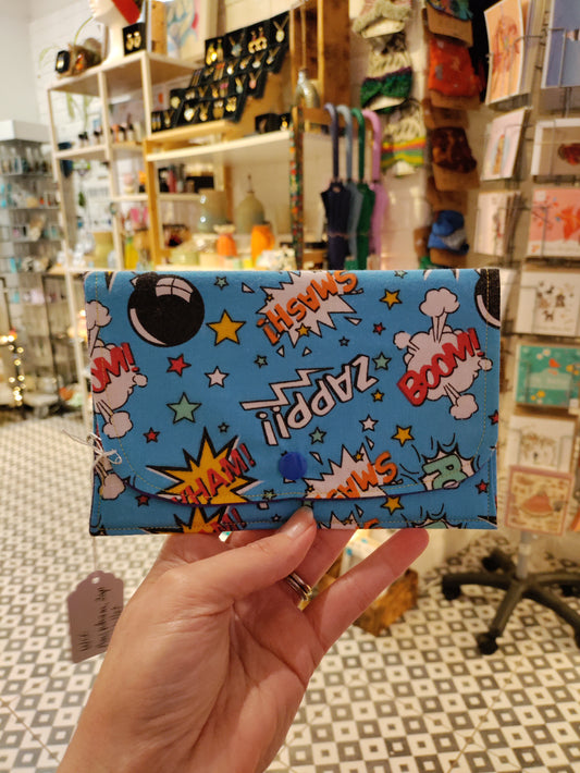 Hand sewn wallet with section for cards