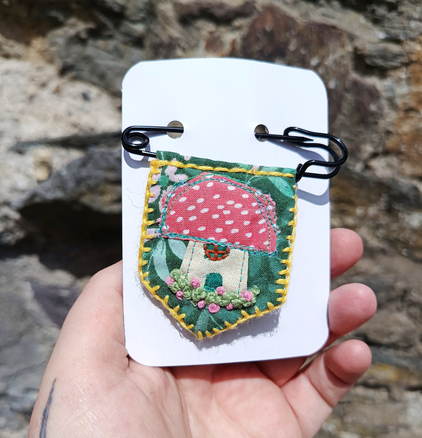 Mushroom House Embroidered Banner Badge