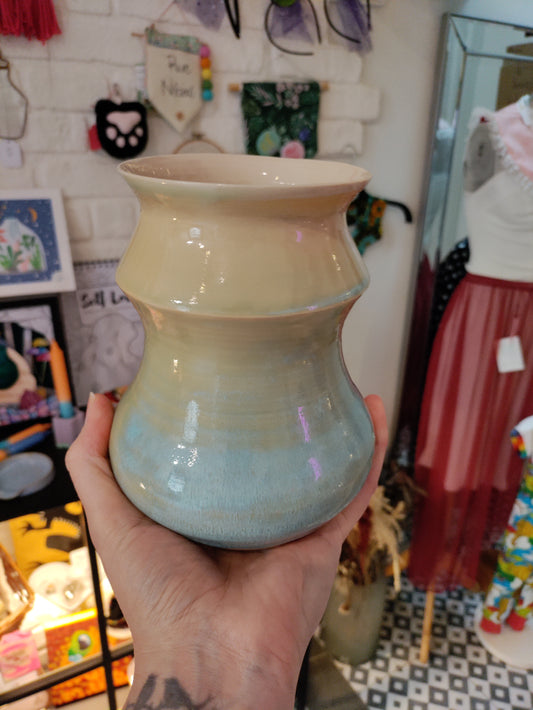 Hand made green blue vase