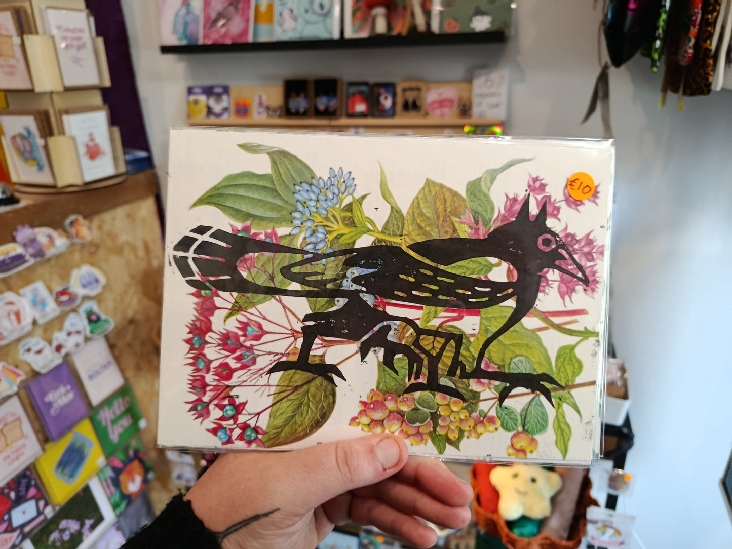 Tatzelwurk Magpie Linos on Botanical backgrounds