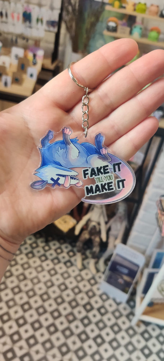 Fake it till you make it acrylic keyring