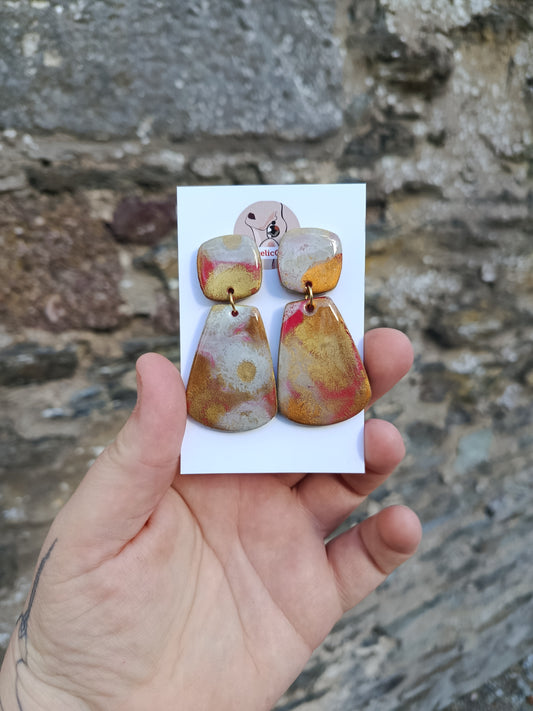 Gold/Silver and Red Statement earrings