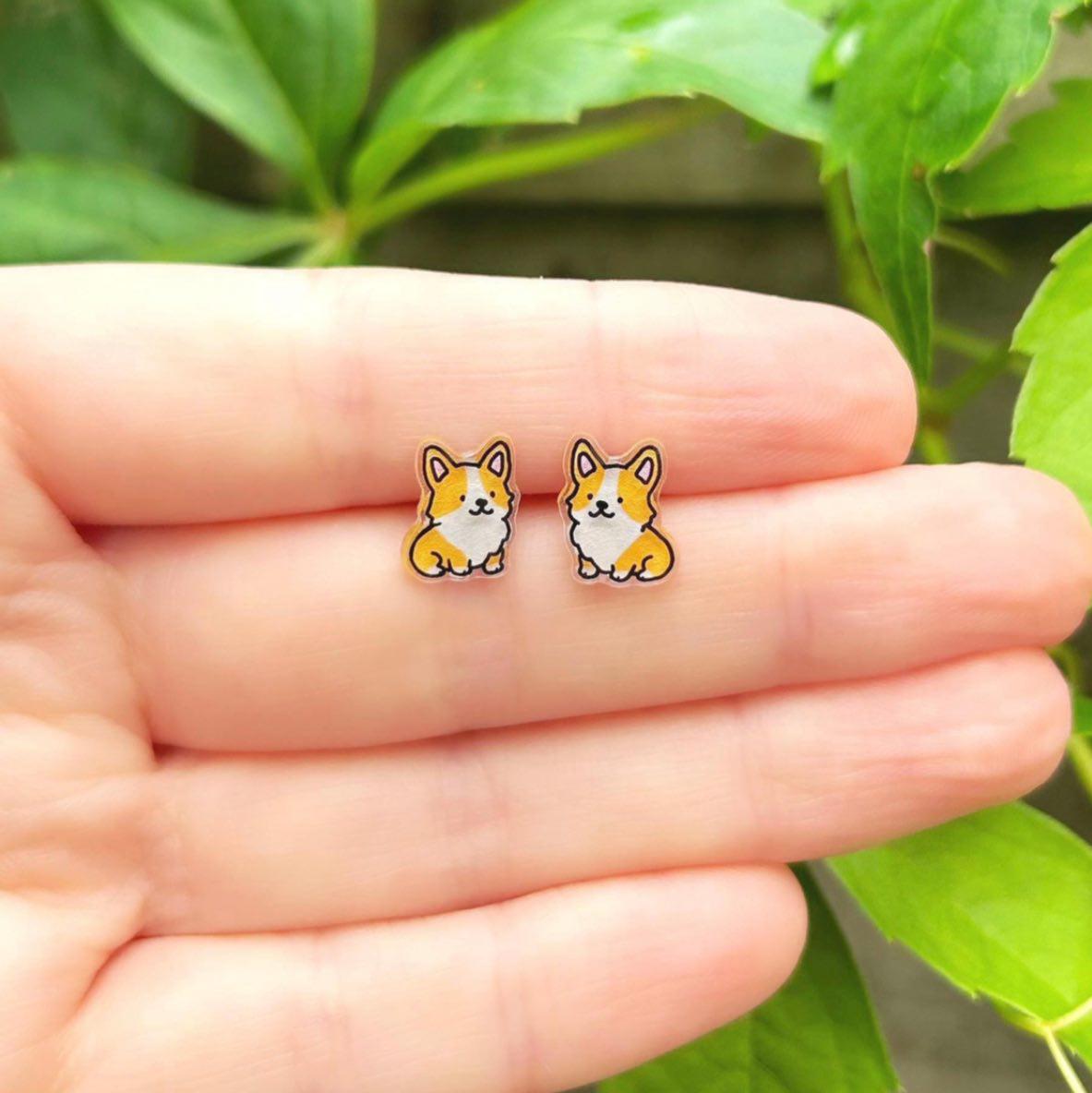 Cobalt and Faun Animal Studs