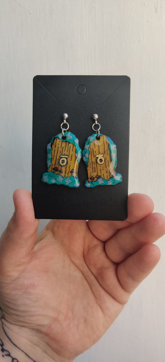 Fairy door hand drawn earrings