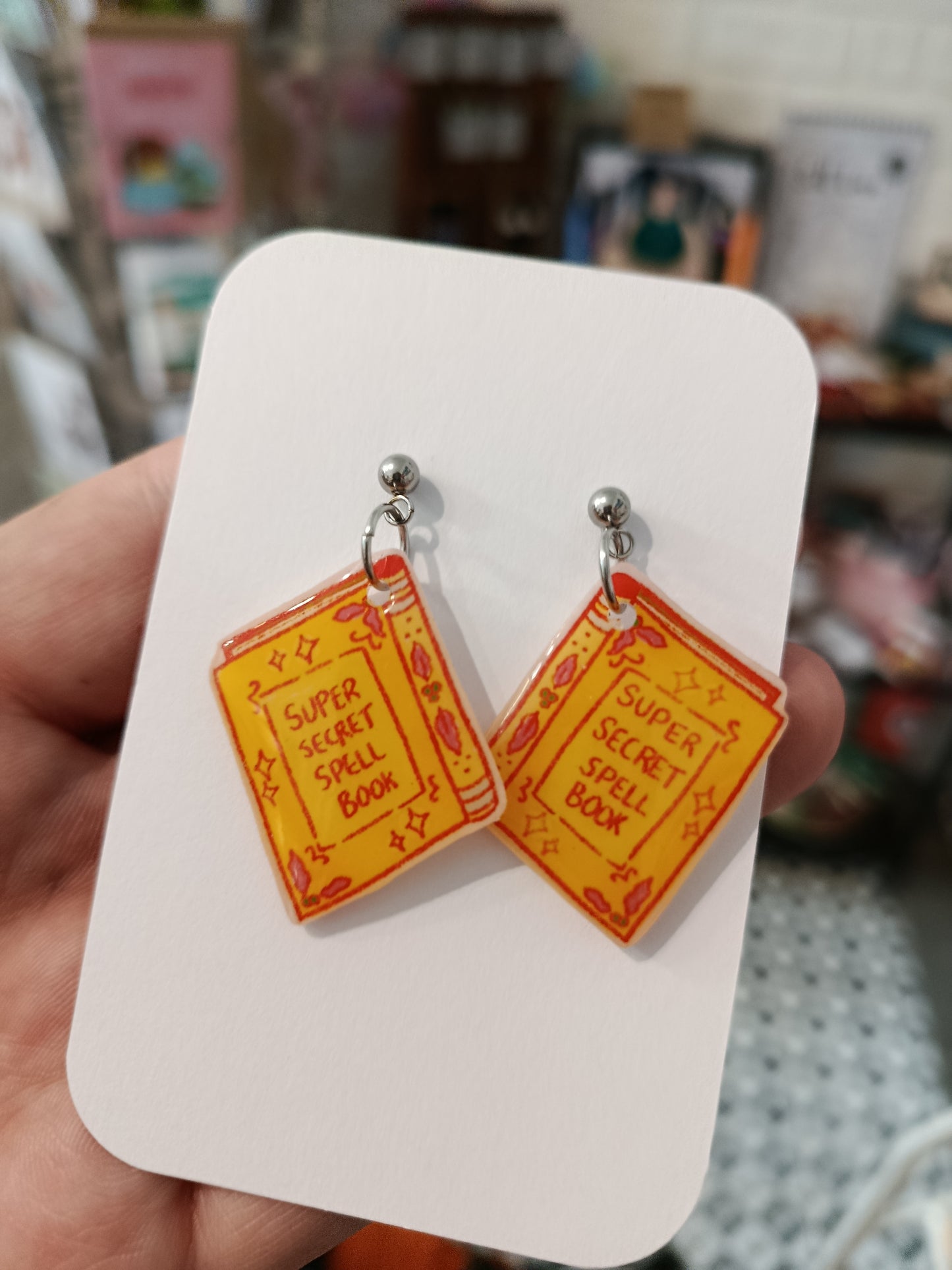 Super Secret Spell Book Earrings Yellow