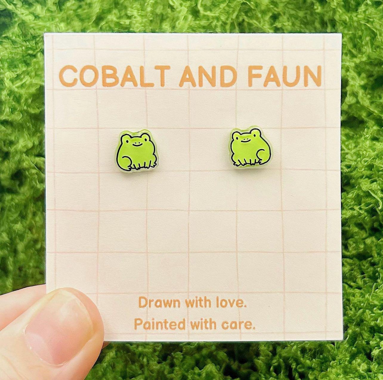 Cobalt and Faun Frog Studs
