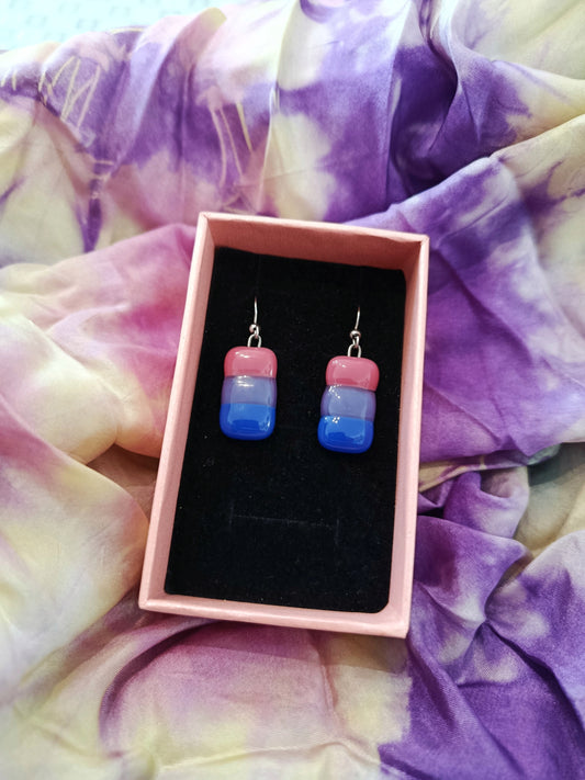 Bisexual Flag Fused Glass Earrings