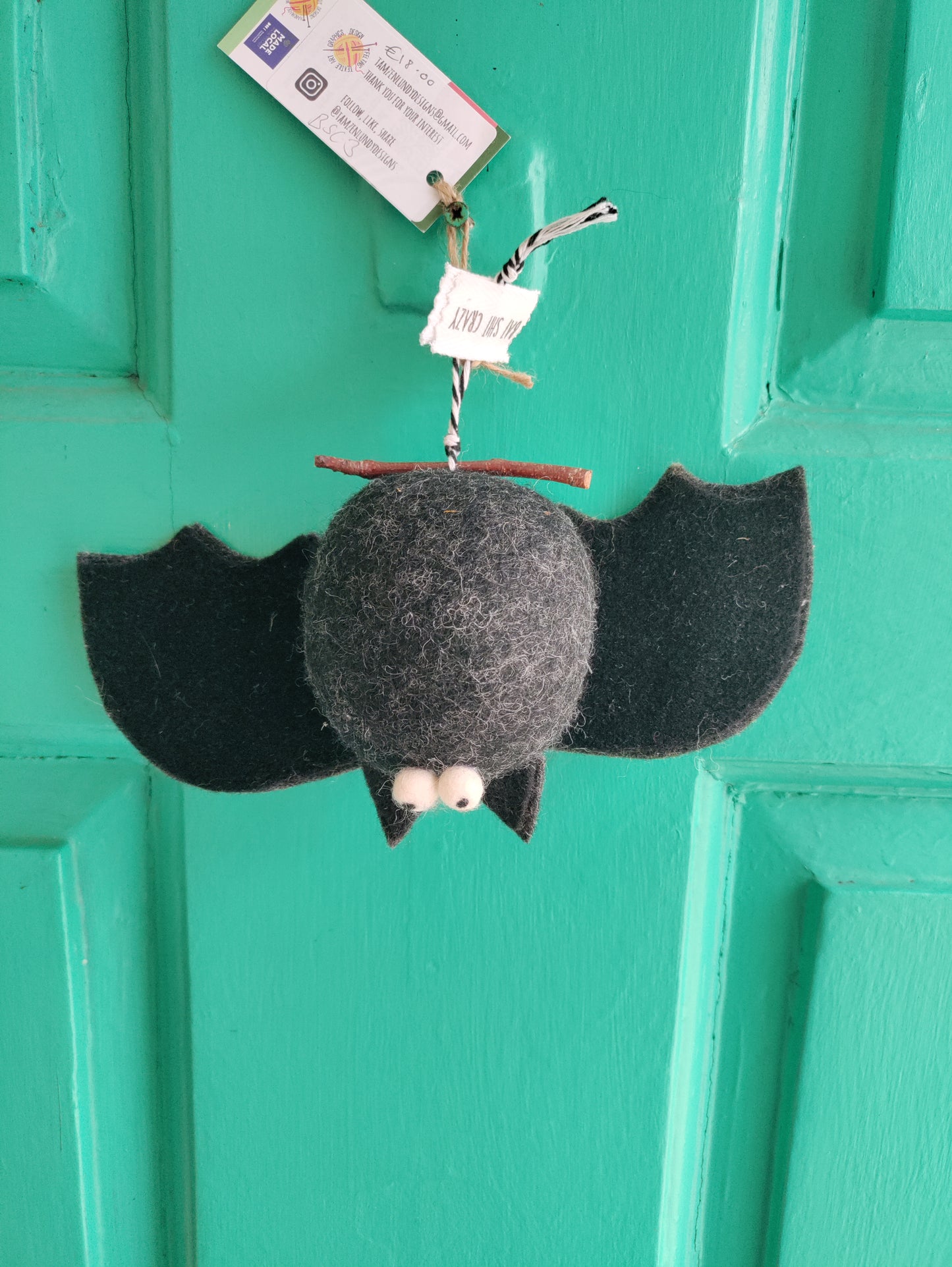 Handmade Needle Felt Bat Decorations