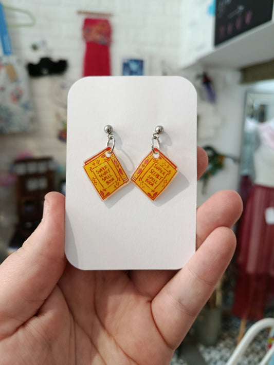 Super Secret Spell Book Earrings Yellow