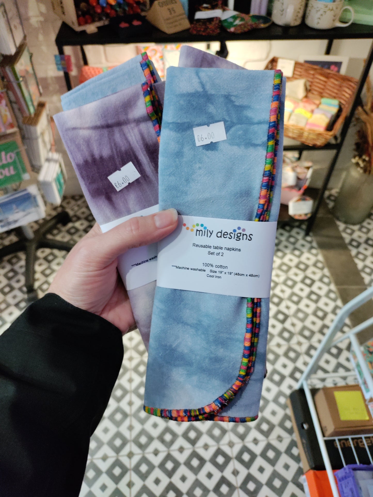 Reusable Napkins - set of two complimentary fabrics