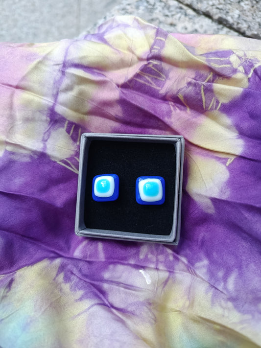 Tricolour Fused Glass Studs.