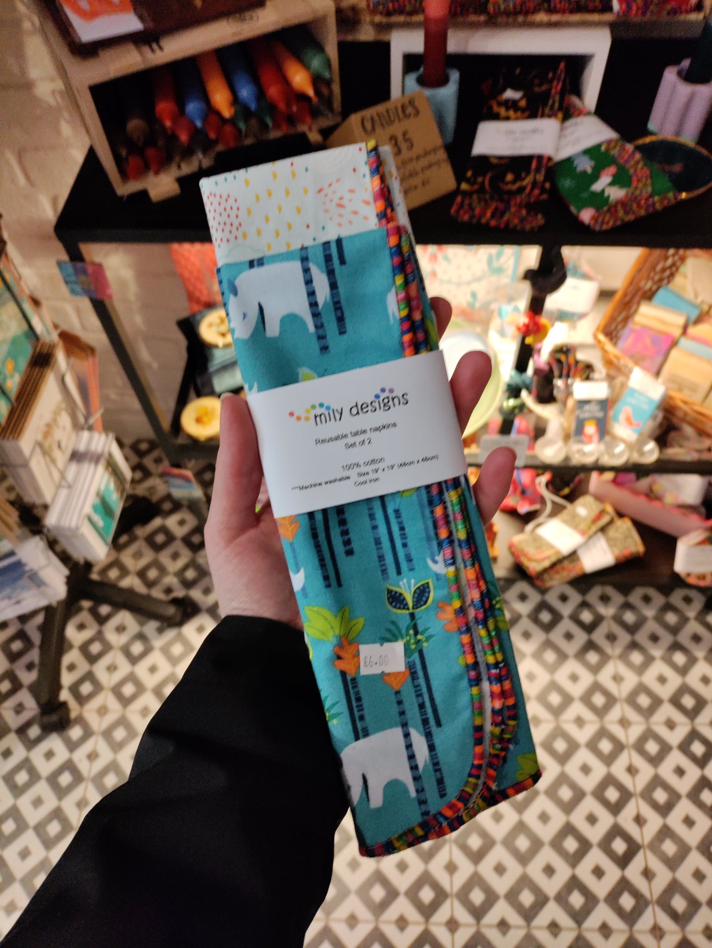 Reusable Napkins - set of two complimentary fabrics