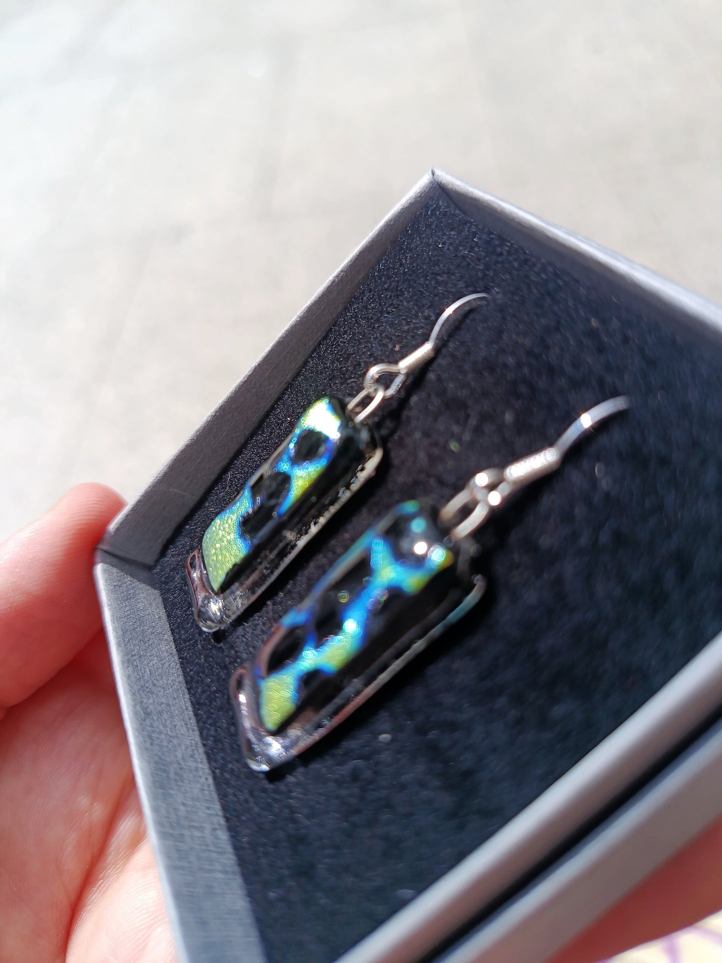 Dichroic Glass Earrings with sterling silver earrings hooks