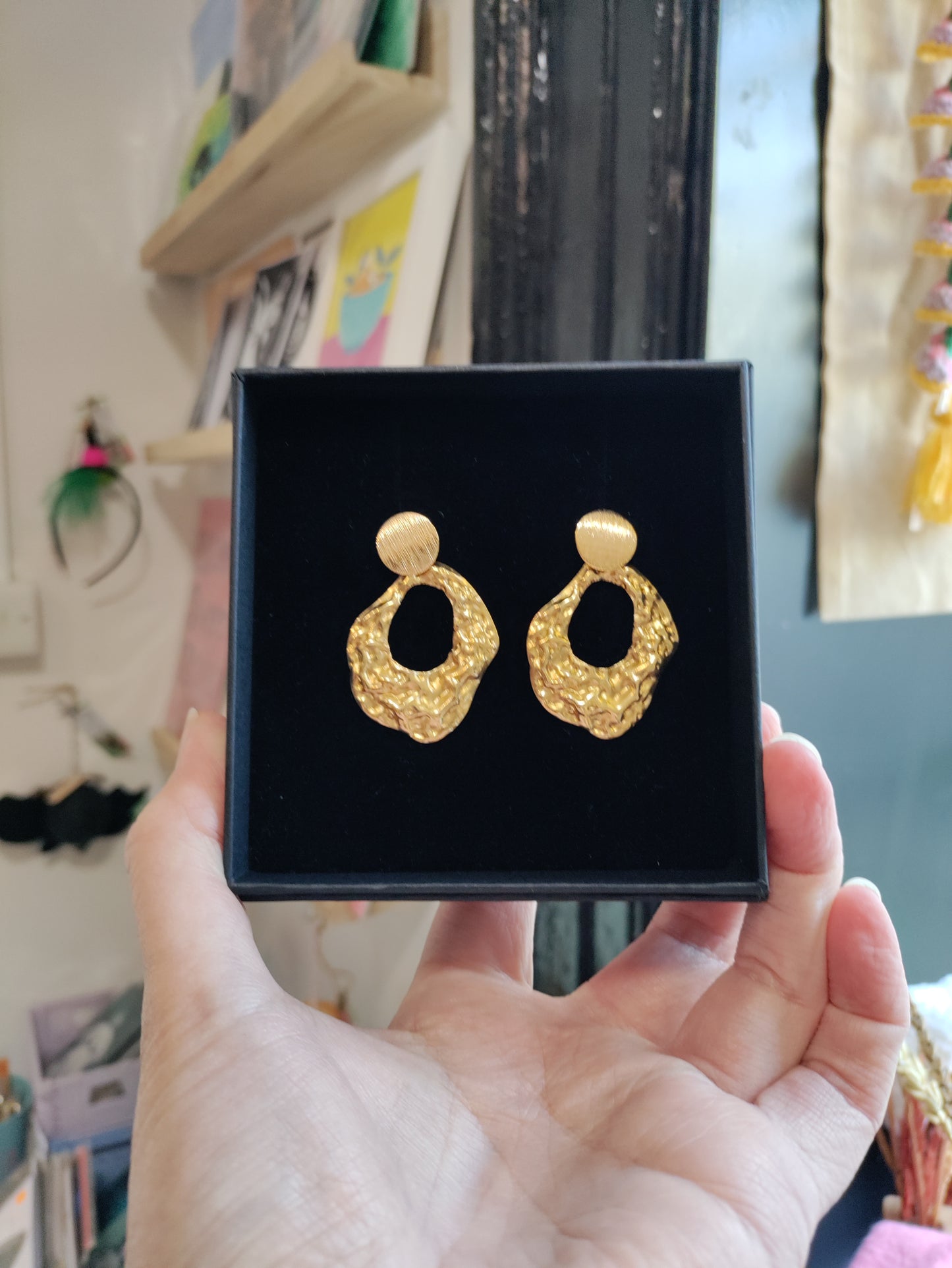 Large brass earrings