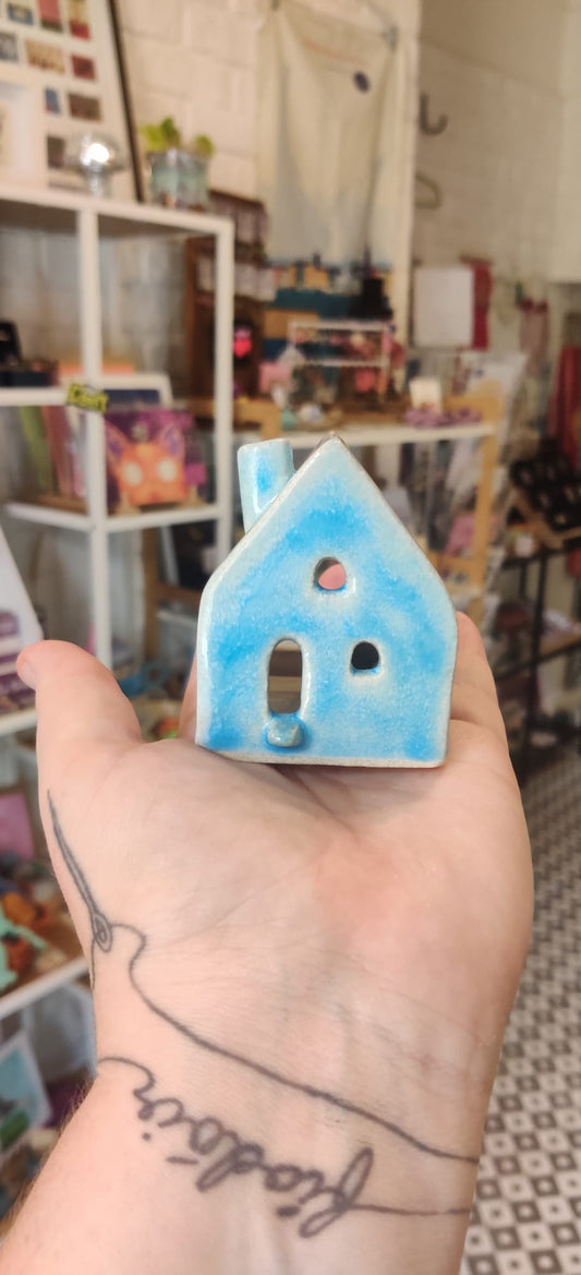 Ceramic house with light and incense cone