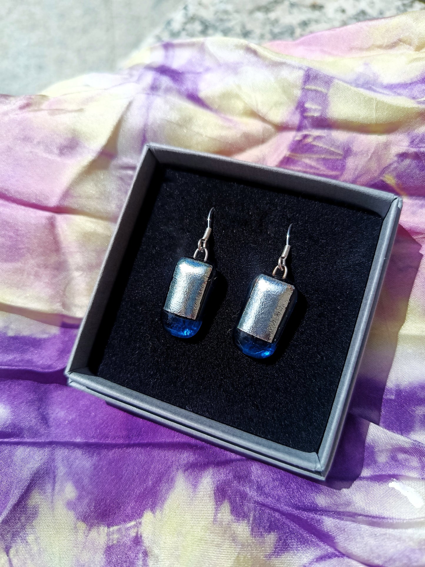Dichroic Glass Earrings with sterling silver earrings hooks