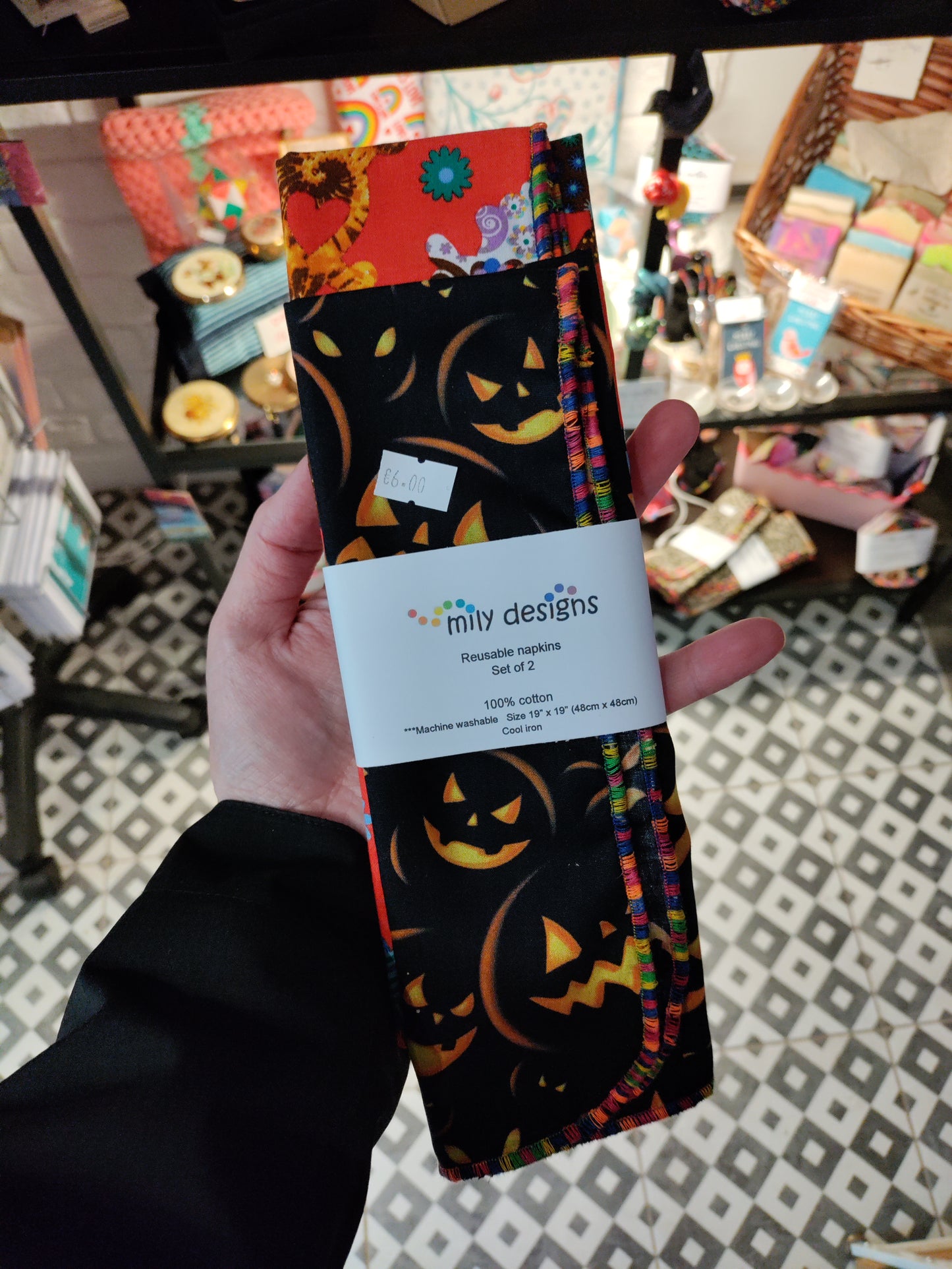 Reusable Napkins - set of two complimentary fabrics