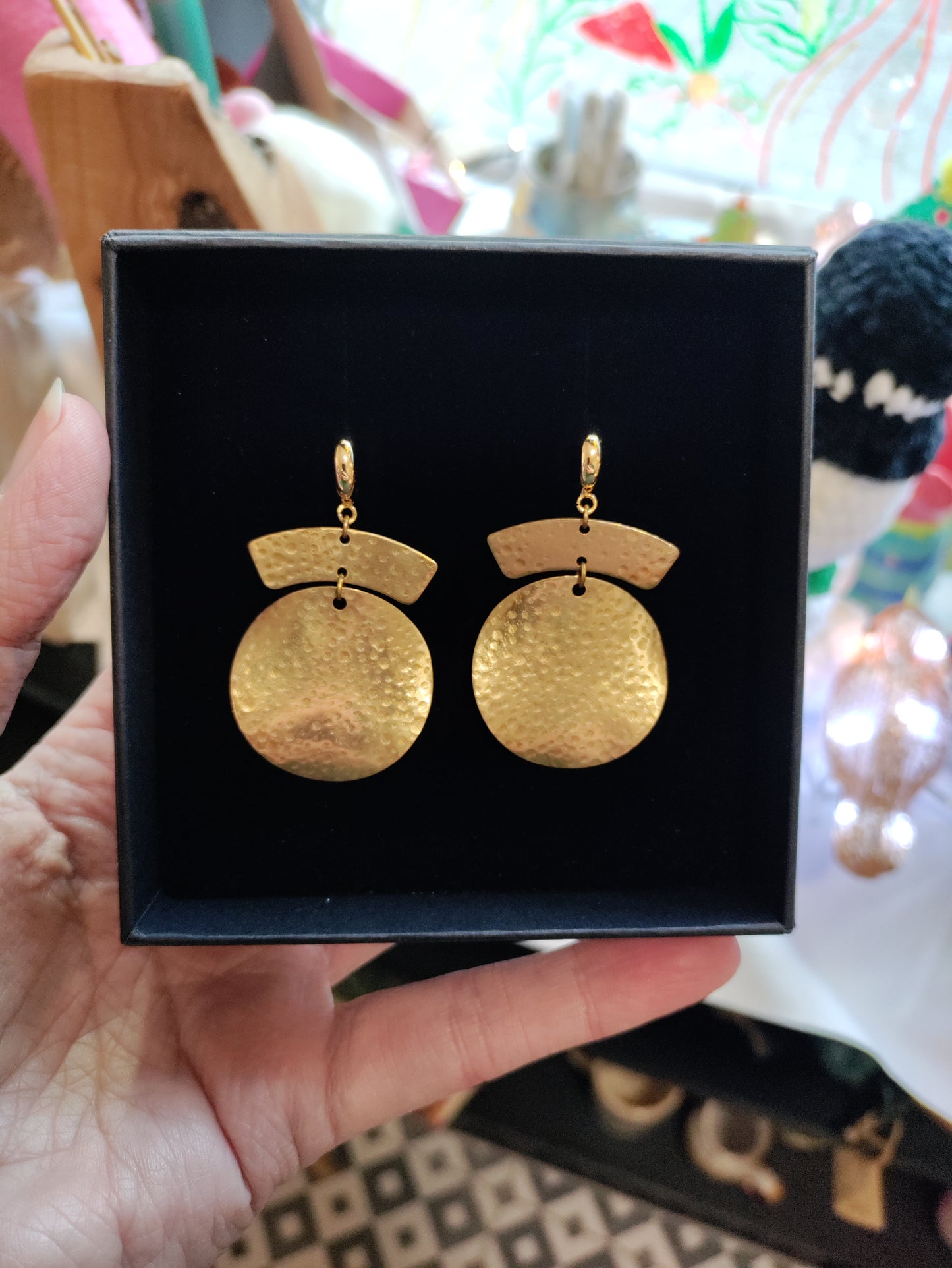Large brass earrings