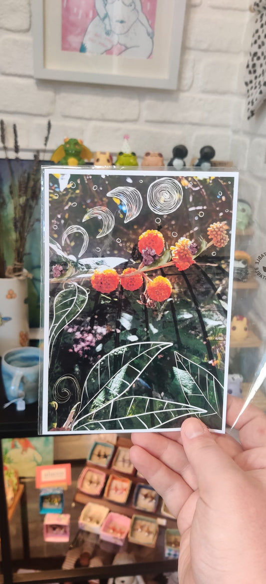 Orange Flower Collage Art Print