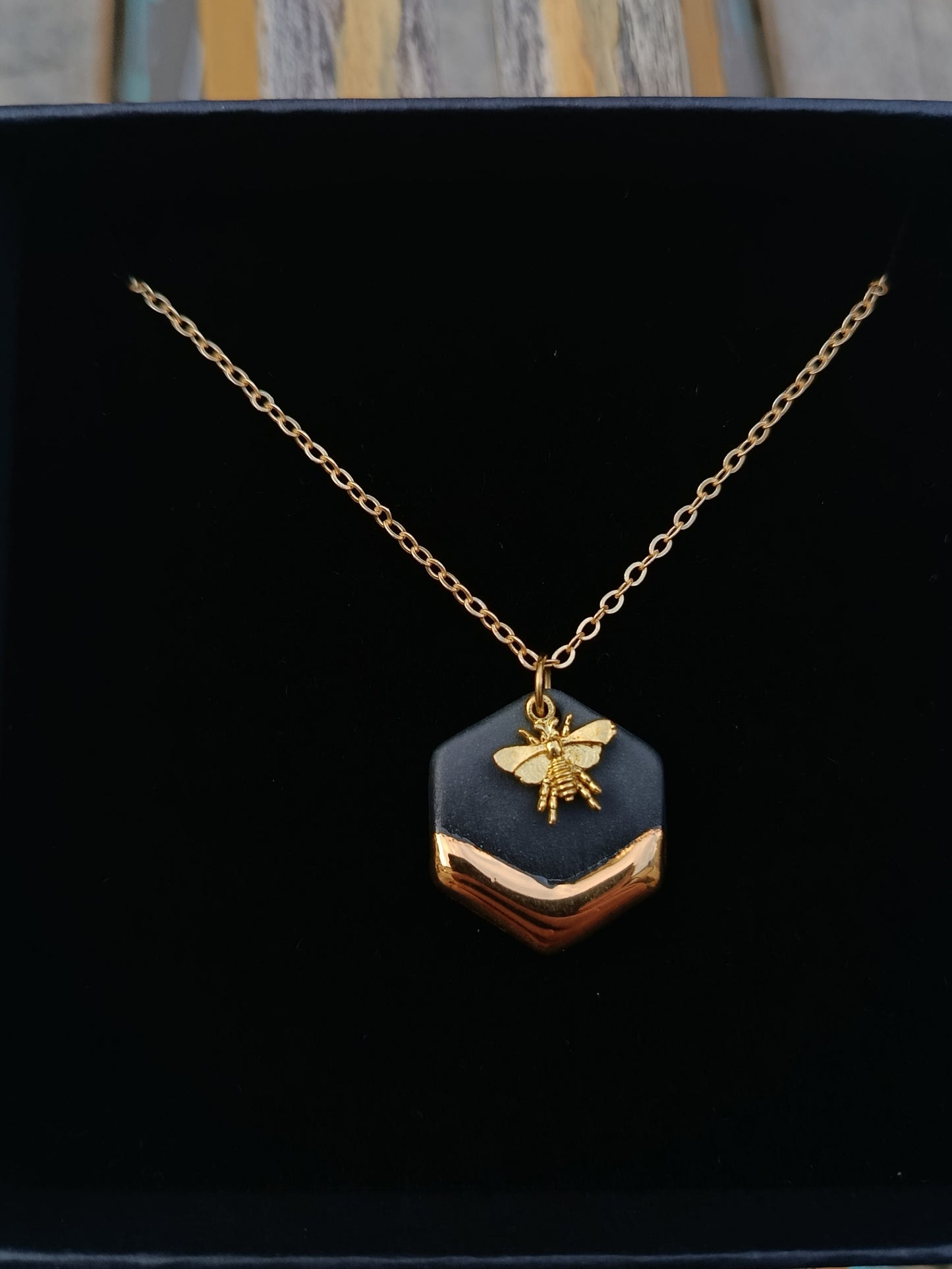 Honeycomb And Bee Necklace