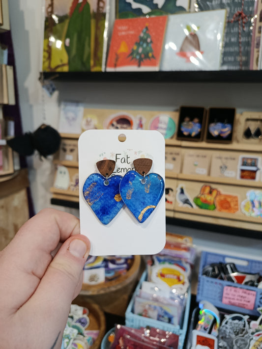 Blue Heart Earrings