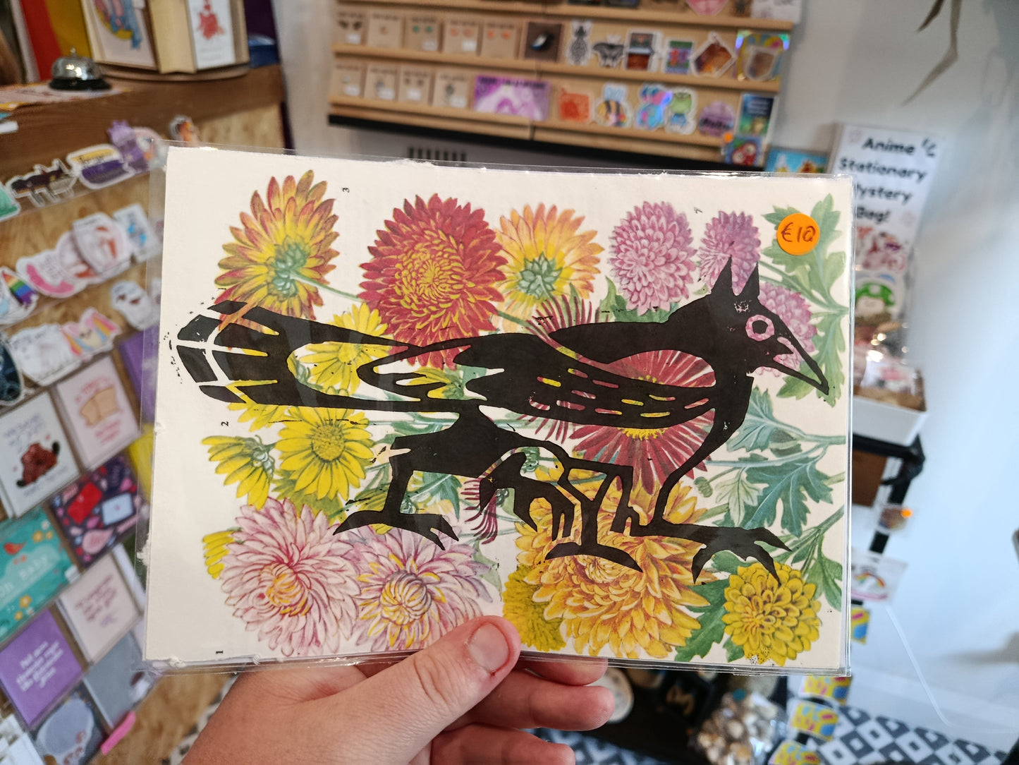 Tatzelwurk Magpie Linos on Botanical backgrounds