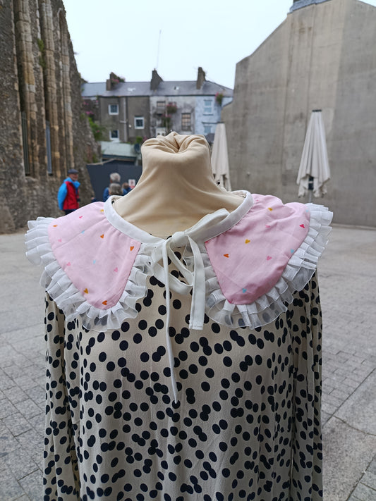 Pink Heart Ruffle Collar