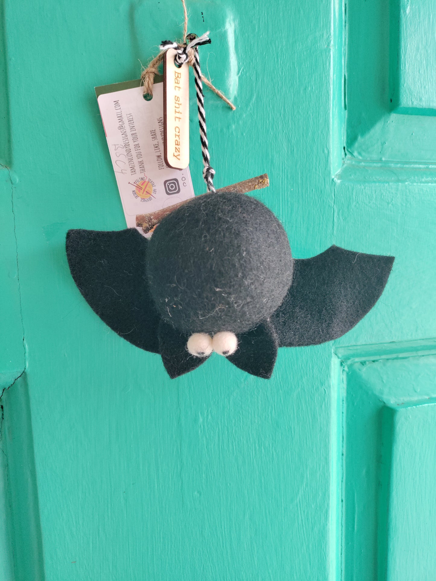 Handmade Needle Felt Bat Decorations