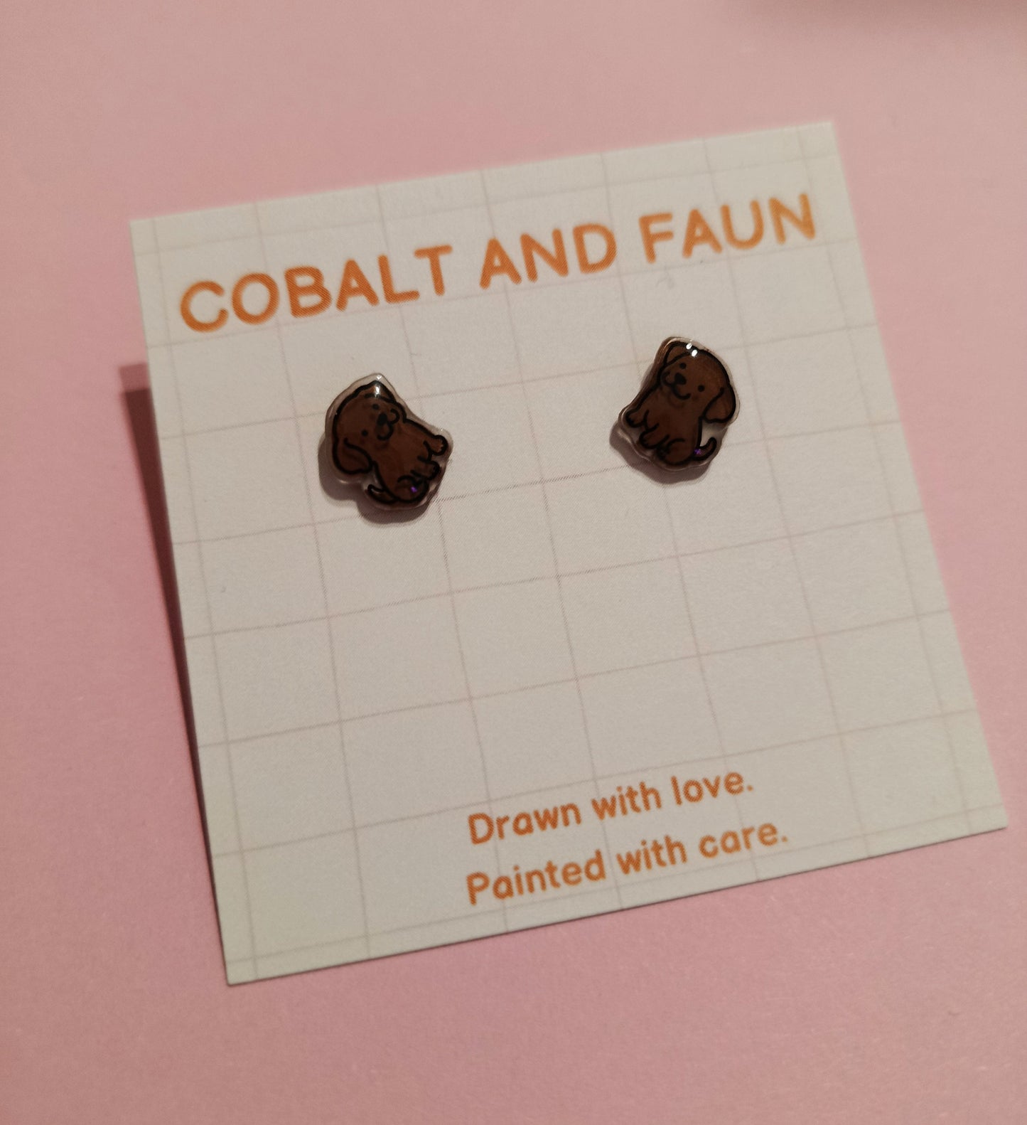 Cobalt and Faun Animal Studs