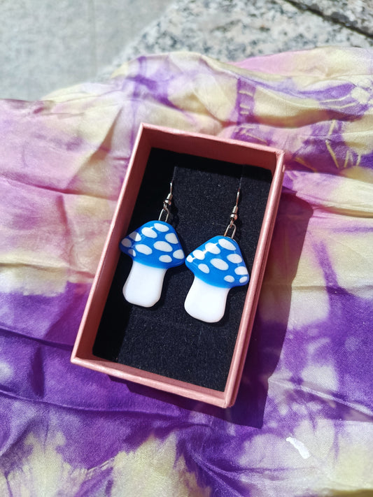 Fused Glass Mushroom Earrings