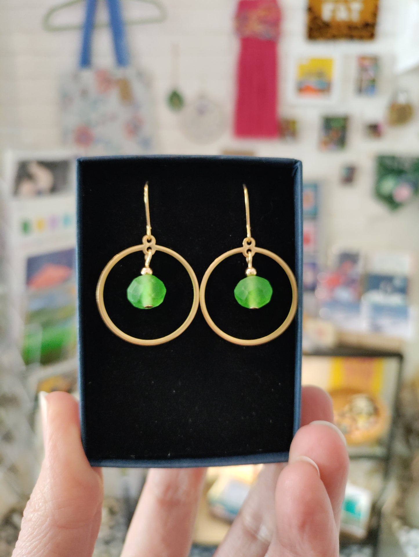 Brass and bead earrings