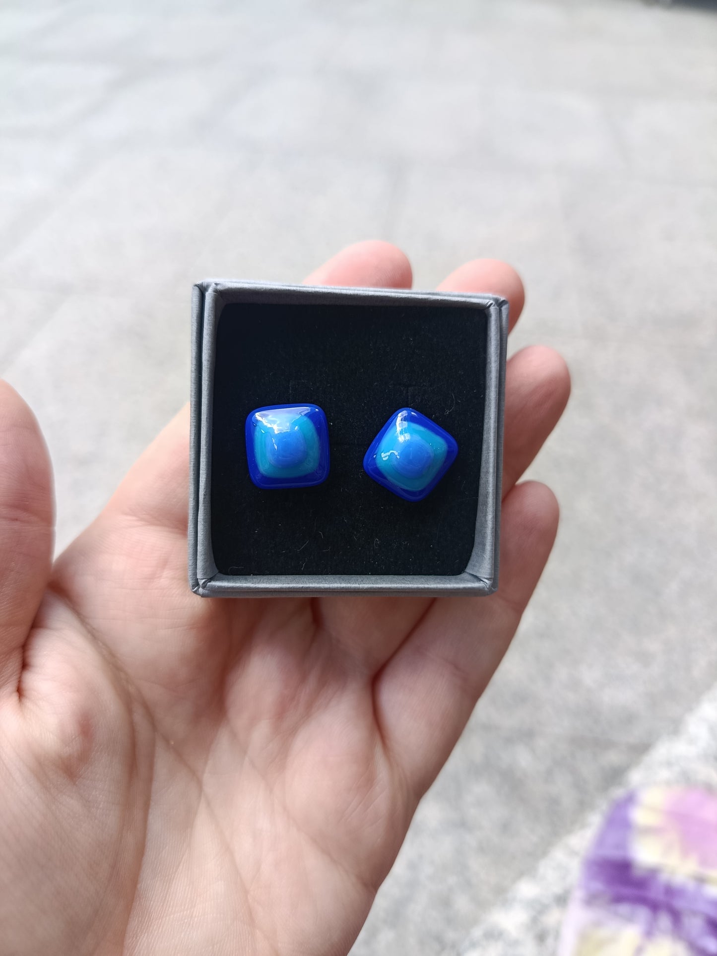 Tricolour Fused Glass Studs.