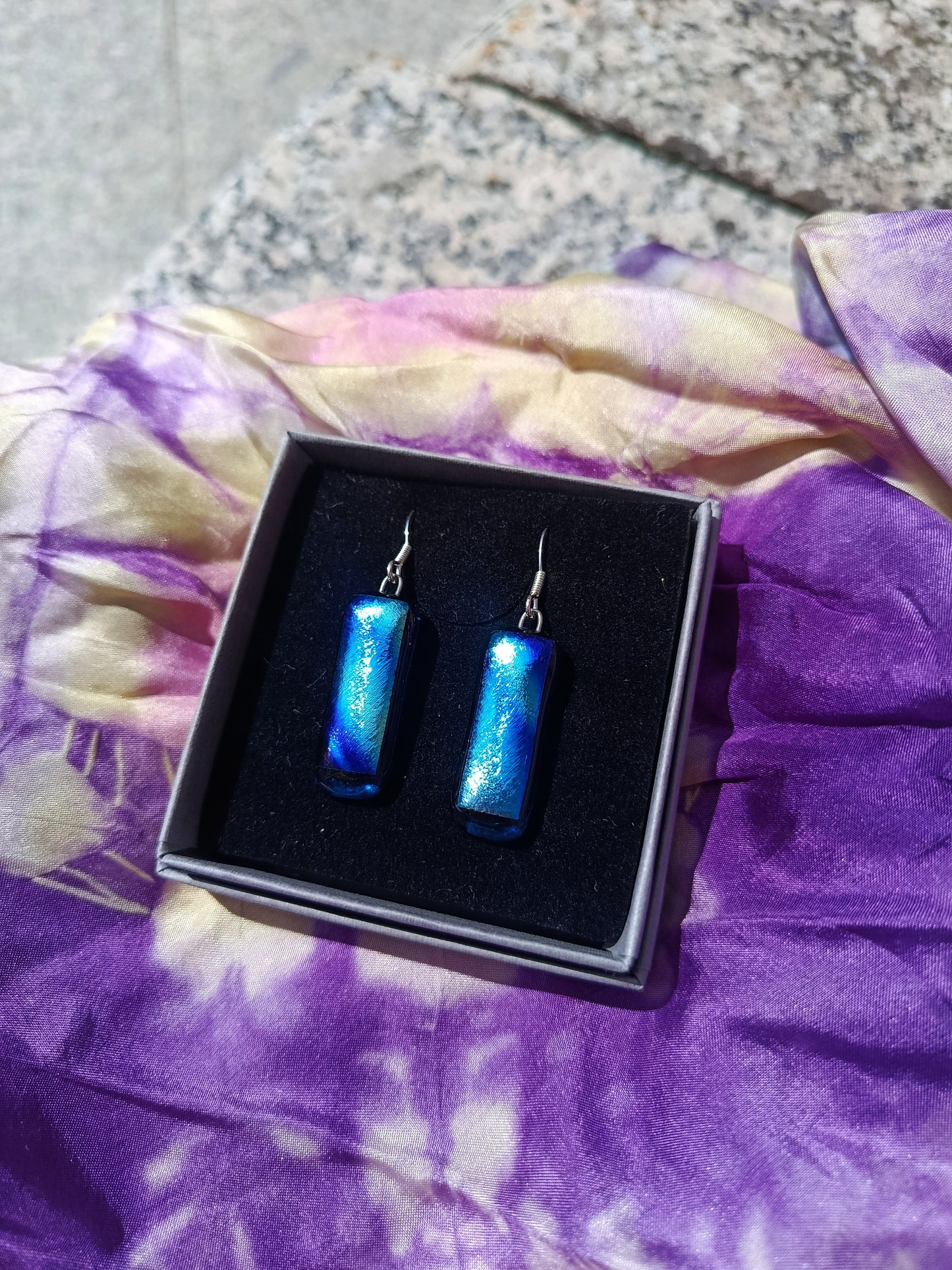 Dichroic Glass Earrings with sterling silver earrings hooks