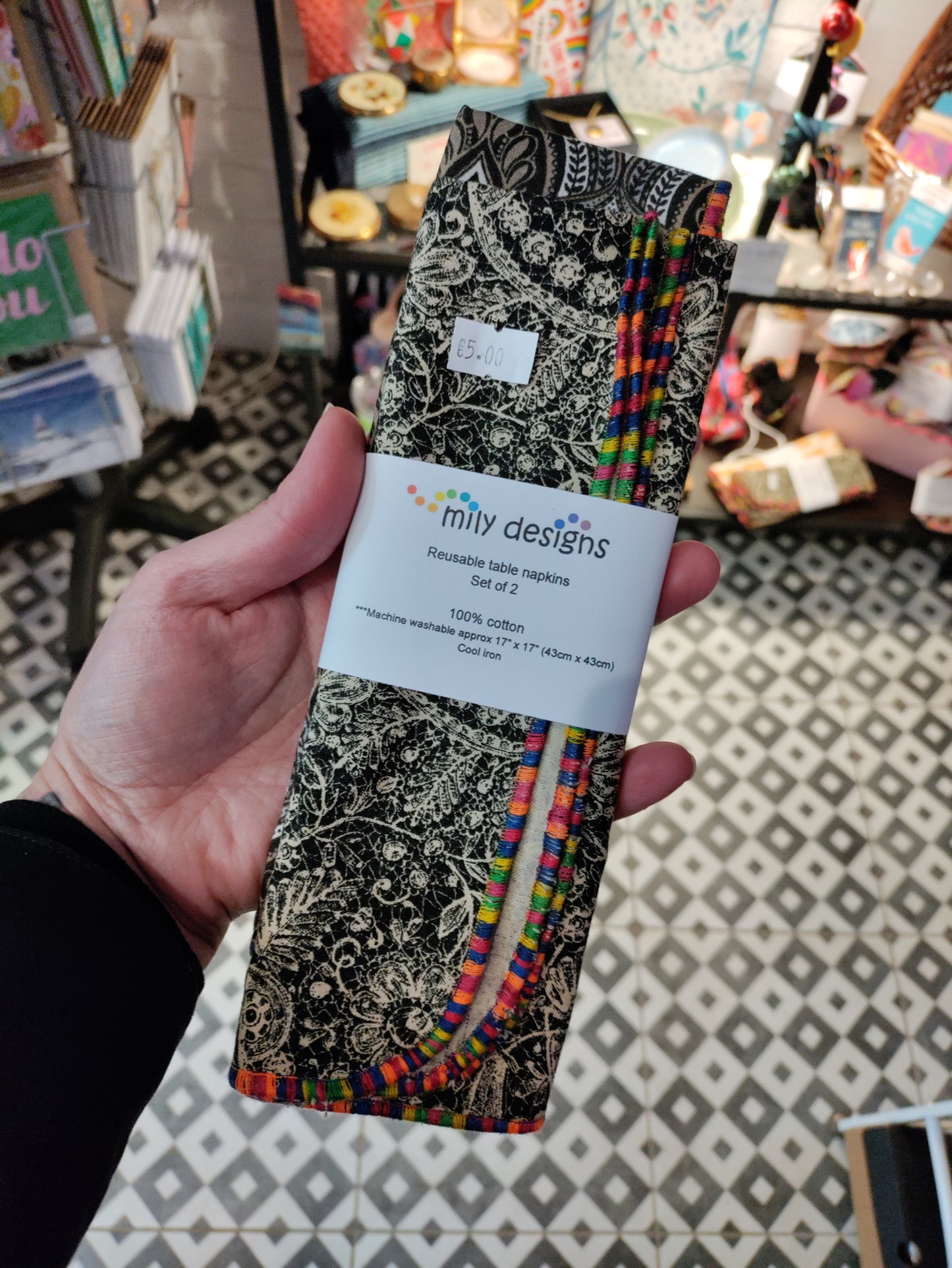 Reusable Napkins - set of two complimentary fabrics