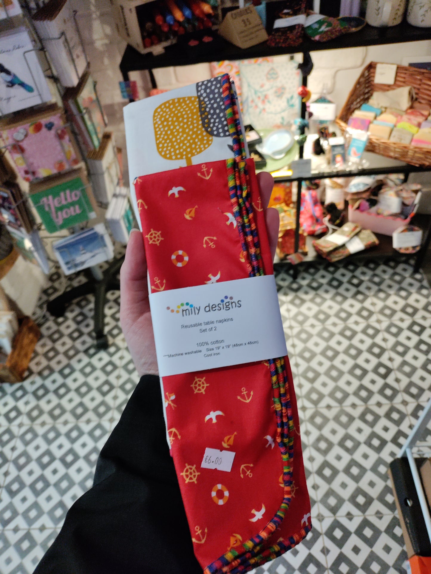 Reusable Napkins - set of two complimentary fabrics