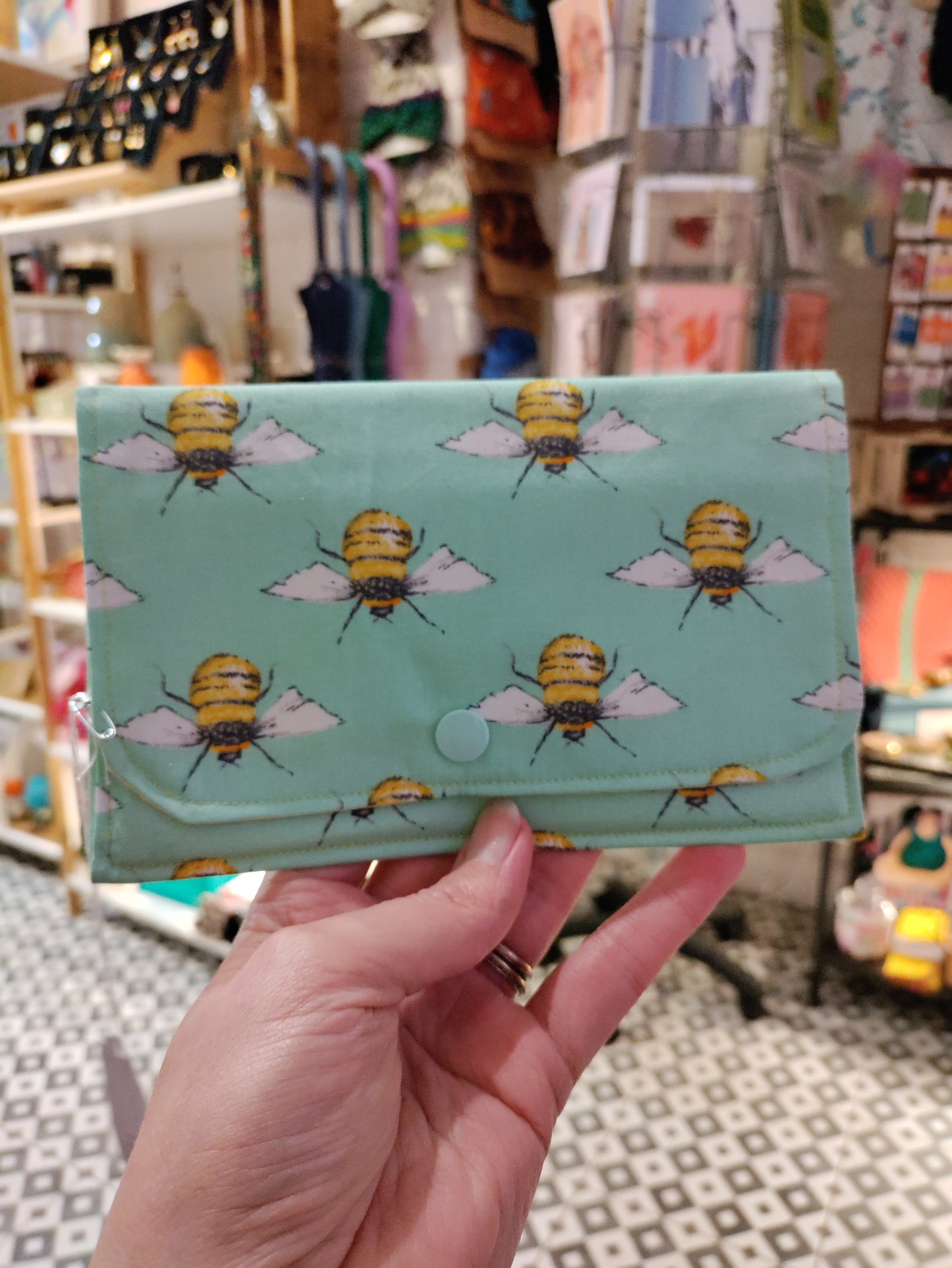 Hand sewn wallet with section for cards