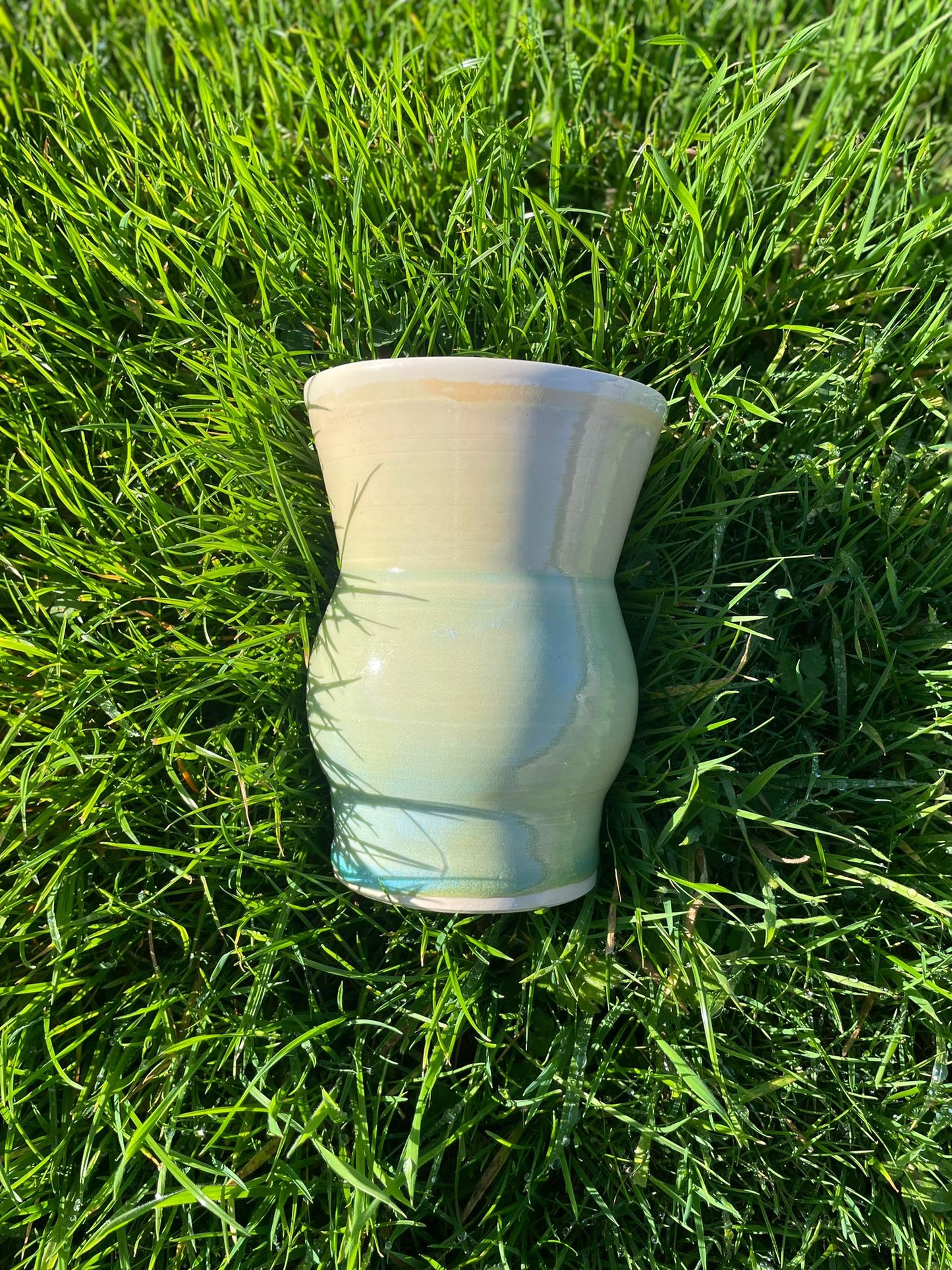 Hand made green blue vase